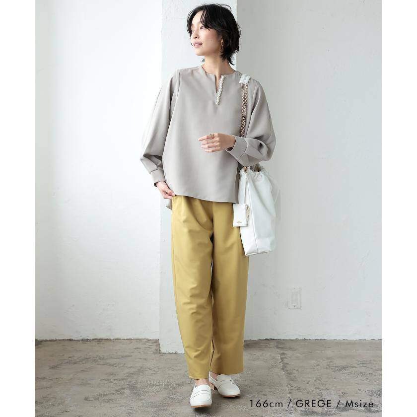 aquagarage（アクアガレージ） パール付キーネックブラウス レディース