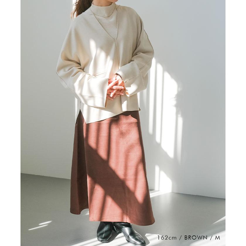 フレアロングスカート スエードロングスカート レディース 春 秋 冬 S M L LL ピーチスキン 美ライン きれいめ 大人 上品 ≪ゆうメール便配送30・代引不可≫ | aquagarage | 19