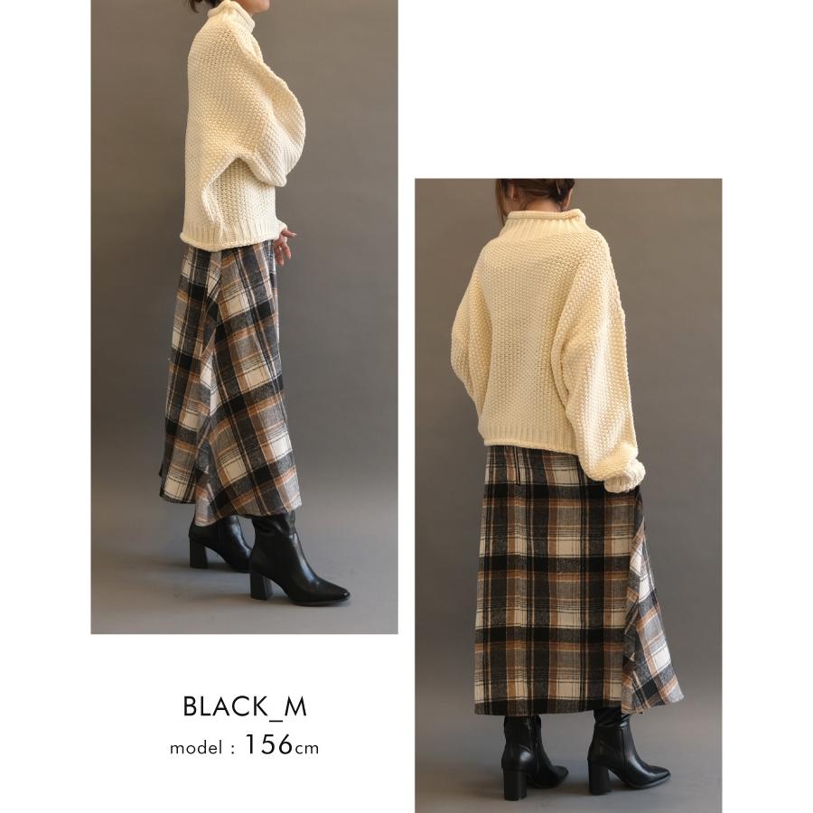 アシンメトリーチェックスカート ボトムス レディース 秋 冬 M L アシンメトリーチェックスカート ボトムス レディース 秋 冬 M L