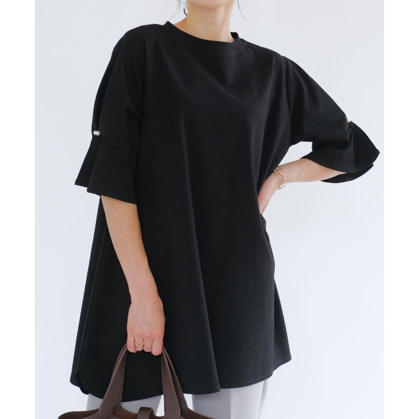 aquagarage（アクアガレージ） 袖パール付きフレアチュニック