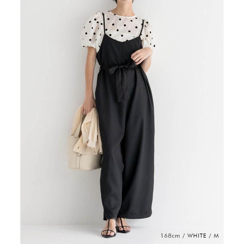 ドット柄パフスリーブシアーブラウス 春 夏 レディース M L