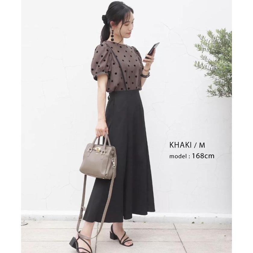 ドット柄パフスリーブシアーブラウス 春 夏 レディース M L ドット柄パフスリーブシアーブラウス 春 夏 レディース M L