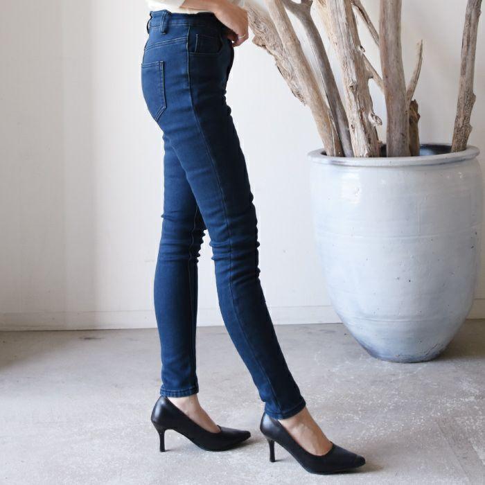 ストレッチスキニーデニム レディース S M L 秋 冬 裏フリース  ≪ゆうメール便配送30・代引不可≫ | aquagarage | 16