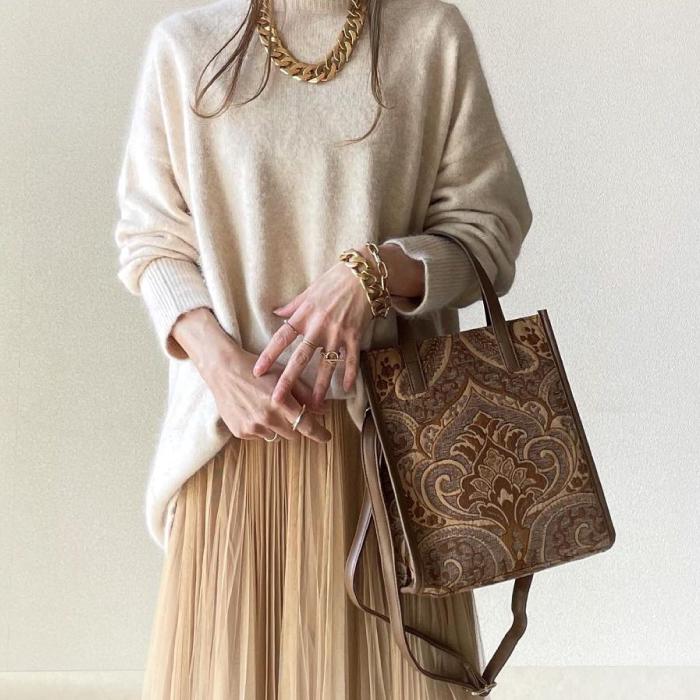 ハンドバッグ トート ショルダー レディース ゴブラン素材 斜めがけ