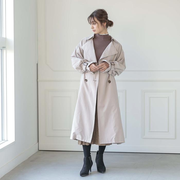 トレンチコート 春 レディース 30代 40代 コート アウター ビッグシルエット ロング丈 スプリングコート キャンディースリーブ 春 Aquagarage Paypayモール店 通販 Paypayモール