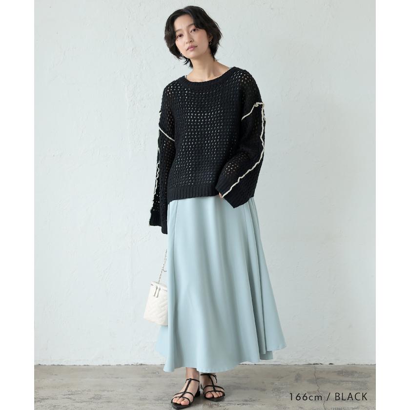 メッシュメローニットトップス 春 秋 冬 M｜rumsee｜14