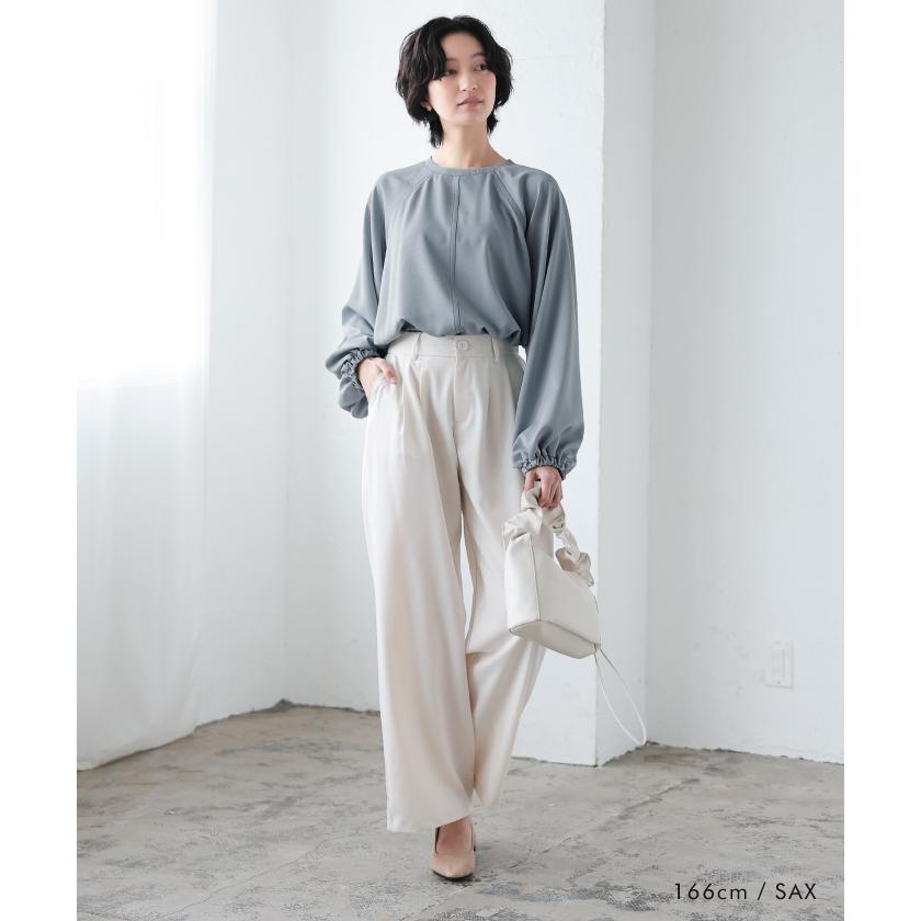 aquagarage（アクアガレージ） しわ加工ボリューム袖ブラウス