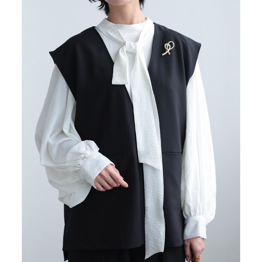 aquagarage（アクアガレージ） ギャザースリーブボウタイブラウス