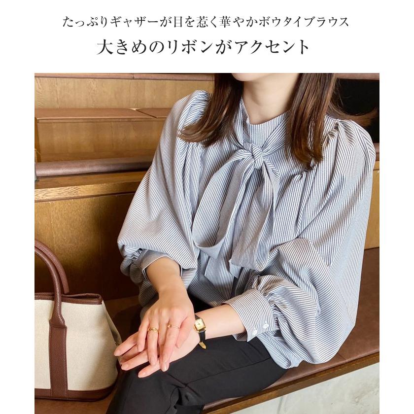 aquagarage（アクアガレージ） ギャザースリーブボウタイブラウス
