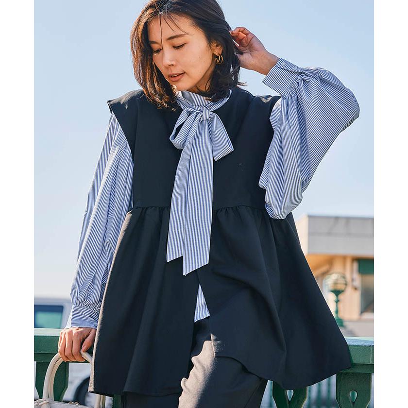 aquagarage（アクアガレージ） ギャザースリーブボウタイブラウス