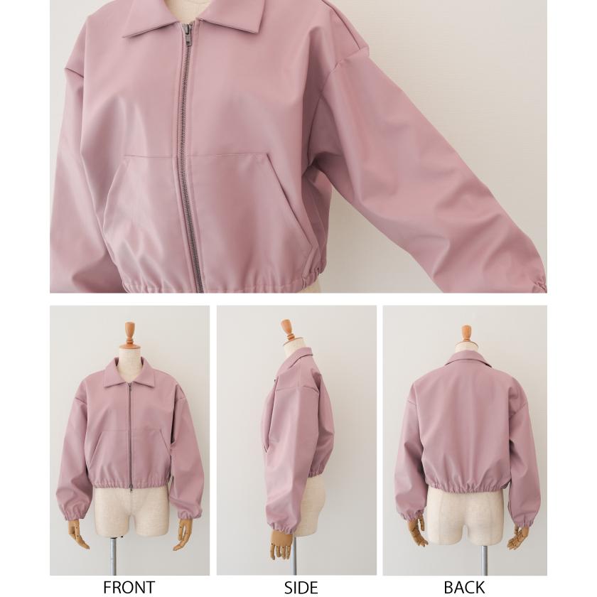 AMERI/フェイクレザージャケット　ピンク Ameri（アメリ）の「LUSTER SYNTHETIC LEATHER JACKET