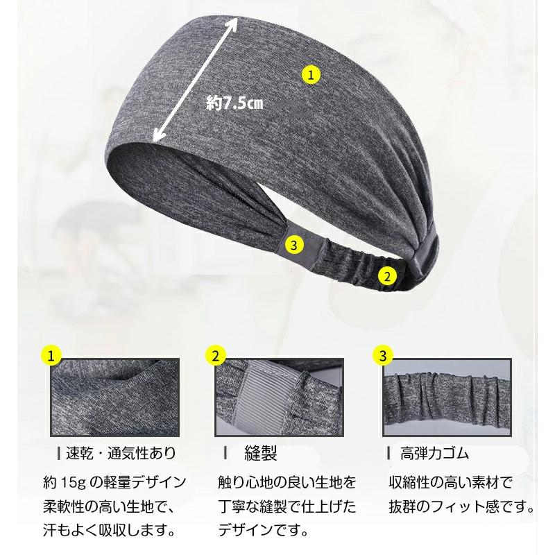 a18-62　ヘッドバンド ３色セット　ヘアバンド ヘアアクセサリー スポーツ　ヨガ　ランニング　スポーツウエアー |  | 02
