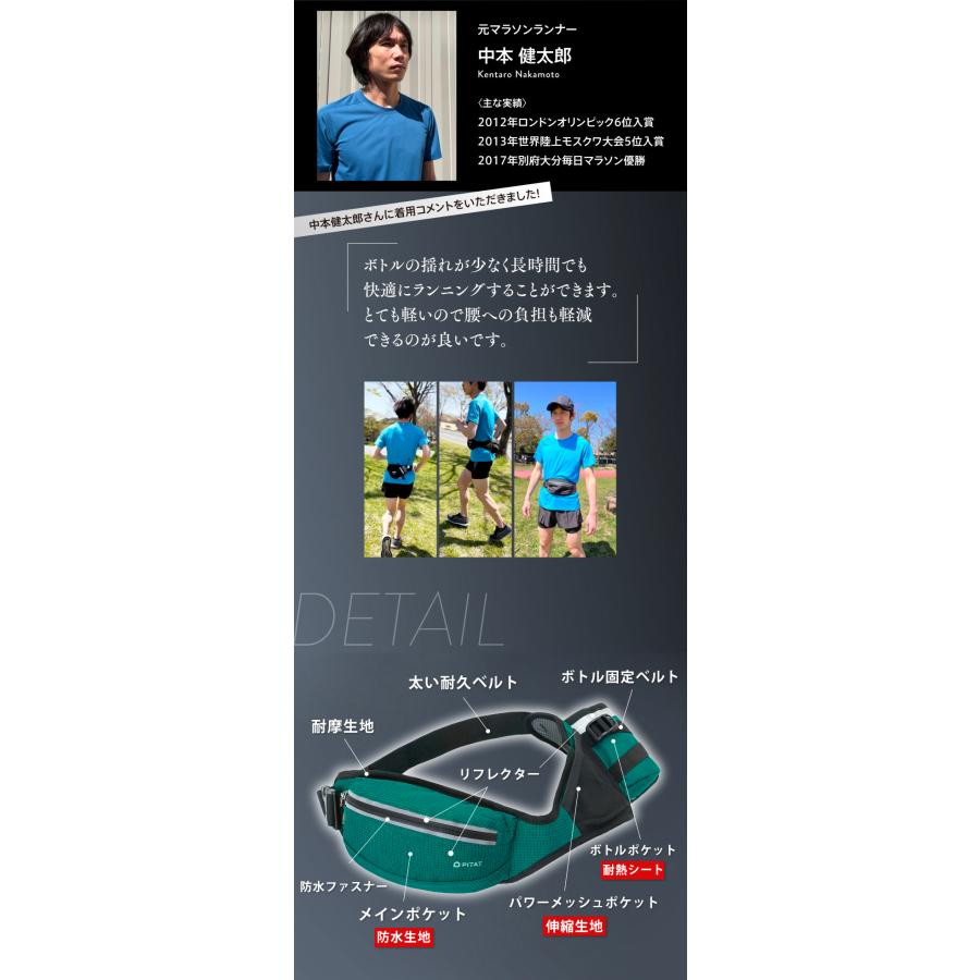 【ランキング1位獲得】ランニングポーチ給水ポケット元マラソンランナー中本健太郎さん愛用　PITAT PRO 改良タイプ  揺れない 耐熱シート  保温　 ウエストバッ |  | 04