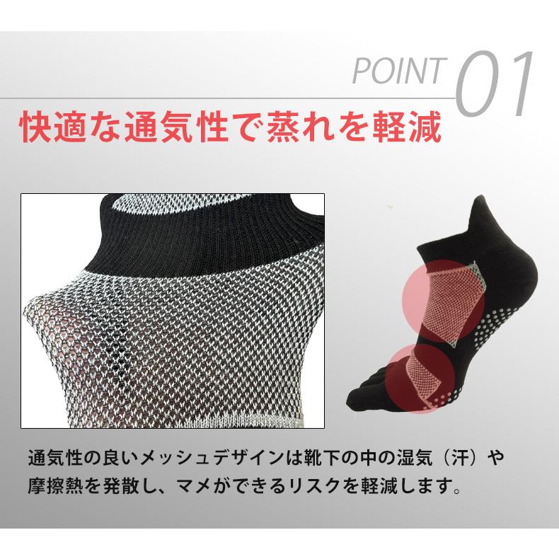 【3足セット】5本指ソックス　ランニングソックス　衝撃吸収　厚生地　滑り止めゴム　通気性　ランニングウェア　メッシュ　靴ズレ予防　靴下　 |  | 03
