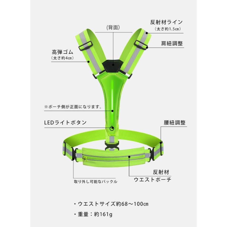 ランニングポーチ　反射材ベスト　LEDライト　マラソン　ウエストポーチ　リフレクター　夜間　メンズ　レディース　軽量タイプ　防水　速乾　通気性　防臭 |  | 05