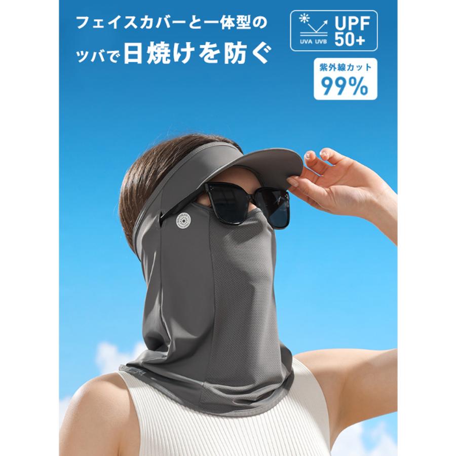 ひんやり 接触冷感 フェイスカバー  UPF50 夏 ランニングキャップ 帽子 サンバイザー フェイスマスク ジョギング 紫外線対策　日焼け防止　レディース |  | 03