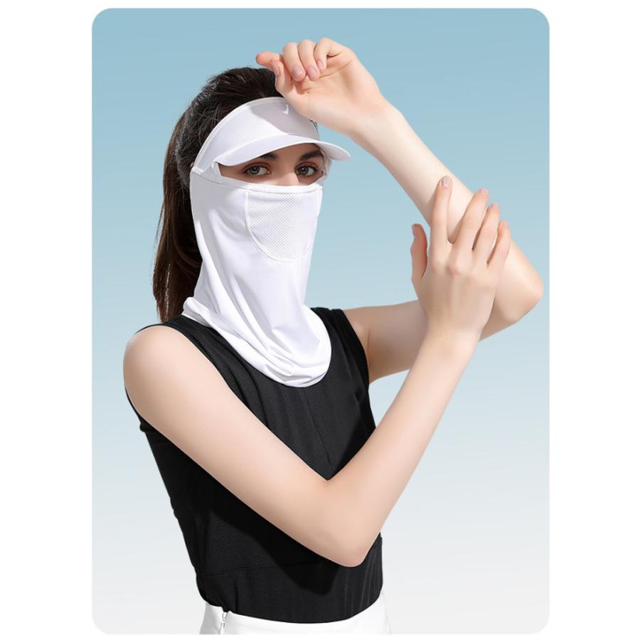 ひんやり 接触冷感 フェイスカバー  UPF50 夏 ランニングキャップ 帽子 サンバイザー フェイスマスク ジョギング 紫外線対策　日焼け防止　レディース |  | 15