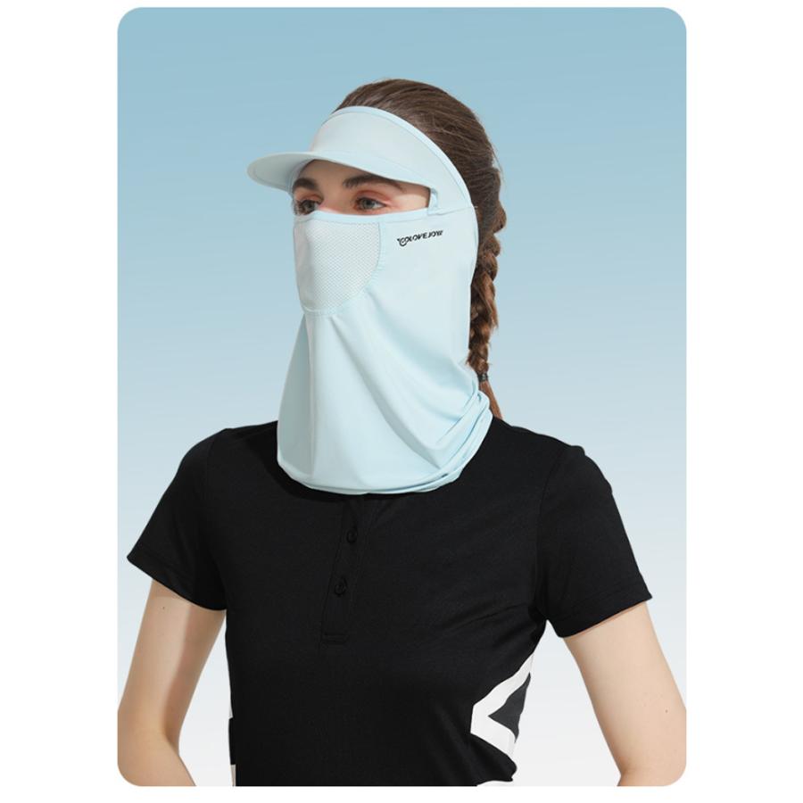 ひんやり 接触冷感 フェイスカバー  UPF50 夏 ランニングキャップ 帽子 サンバイザー フェイスマスク ジョギング 紫外線対策　日焼け防止　レディース |  | 16