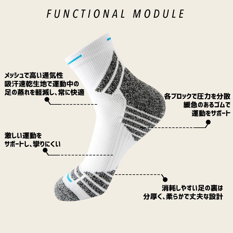 【3足セット】 ランニングソックス　ミディアム丈　通気性　ランニングウェア　メッシュ　靴ズレ予防　靴下　スポーツウェア メンズ　レディース |  | 06
