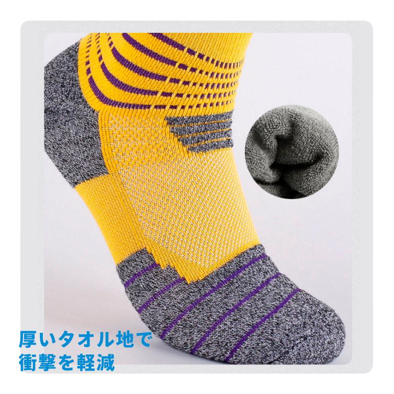 【3足セット】 ランニングソックス　ミディアム丈　ボーダー　リブ編みソックス　スポーツソックス　通気性　ランニングウェア　メッシュ　靴ズレ予防　靴下　 |  | 06