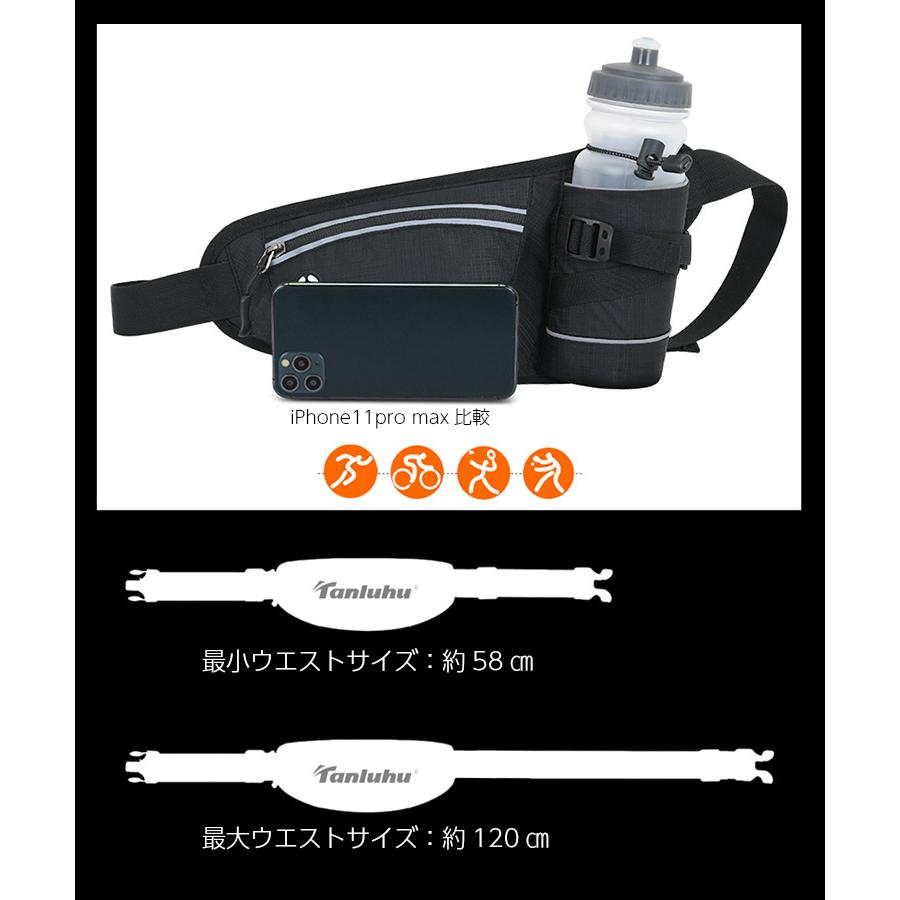 LUHU ランニング マラソン 給水ポケット付き ウエストバック 揺れにくい ボトルポーチ 軽量モデル フィットモデル ランニングポーチ ウエストポーチ 防水 |  | 04