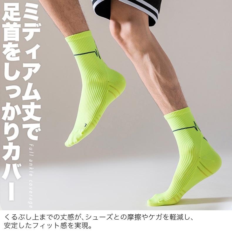 【3足セット】 ランニングソックス　春夏秋用　ミディアム丈　通気性　ランニングウェア　メッシュ　靴ズレ予防　靴下　スポーツウェア リブ編み |  | 07