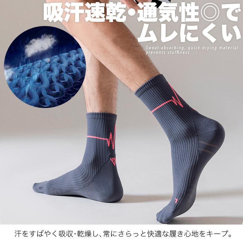 【3足セット】 ランニングソックス　春夏秋用　ミディアム丈　通気性　ランニングウェア　メッシュ　靴ズレ予防　靴下　スポーツウェア リブ編み |  | 08