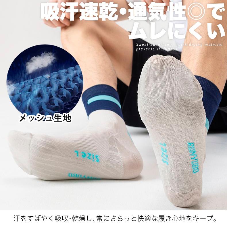 【3足セット】 ランニングソックス　春夏秋用　RUNYUBO　ミディアム丈　通気性　ランニングウェア　メッシュ　靴ズレ予防　靴下　スポーツウェア リブ編み |  | 07