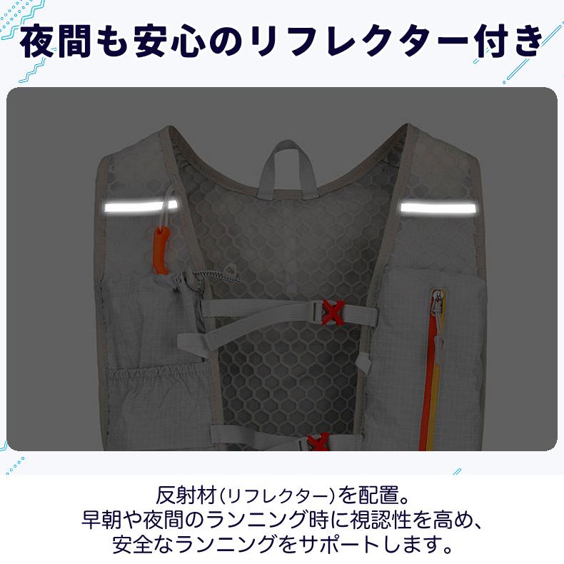 ランニングバックパック 3L 超軽量 防水 500mlボトル収納 多機能 通気性メッシュ 反射材付き ハイドレーション対応 スマホ収納 ジョギング マラソン トレイル用 |  | 12