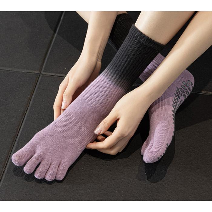 スポーツソックス レディース用 グラデーションカラー リブ編み 滑り止め付き シリコンゴム 衝撃吸収 ヨガ ジム ランニング アウトドア 靴下 |  | 12