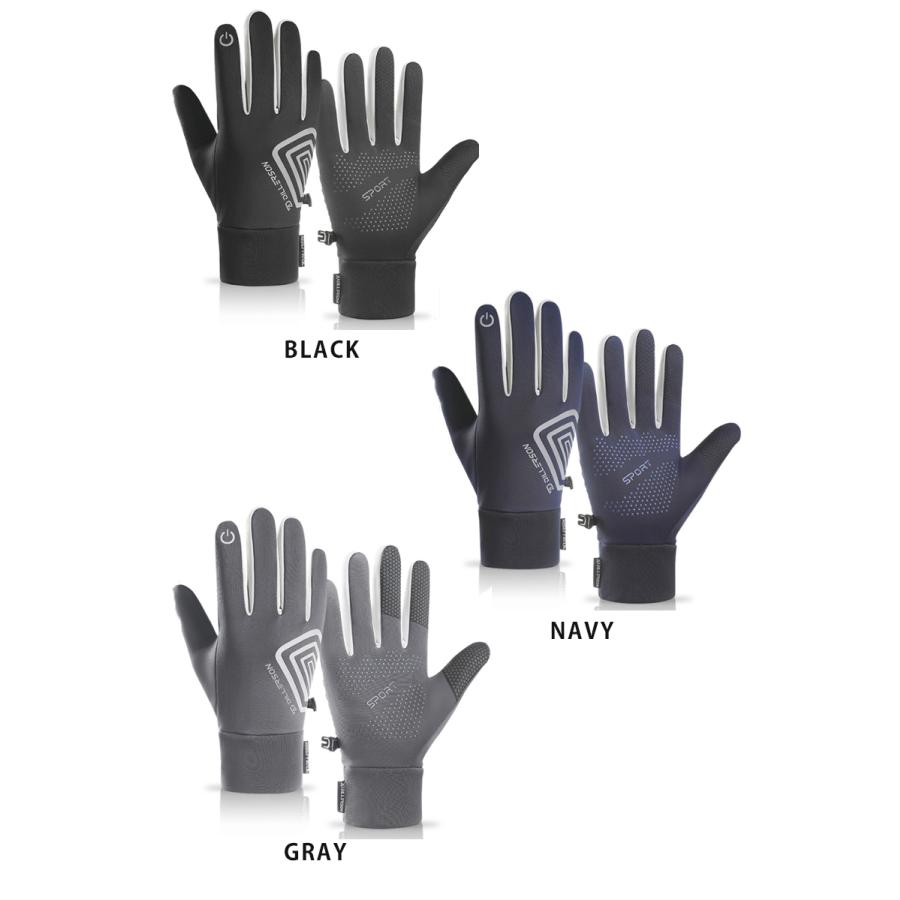 ランニンググローブ　リフレクター付き　スマホ タッチパネル対応　スリムフィット　自転車　撥水生地　サイクリング　スポーツ　アウトドア　防風　保温　速乾 |  | 02