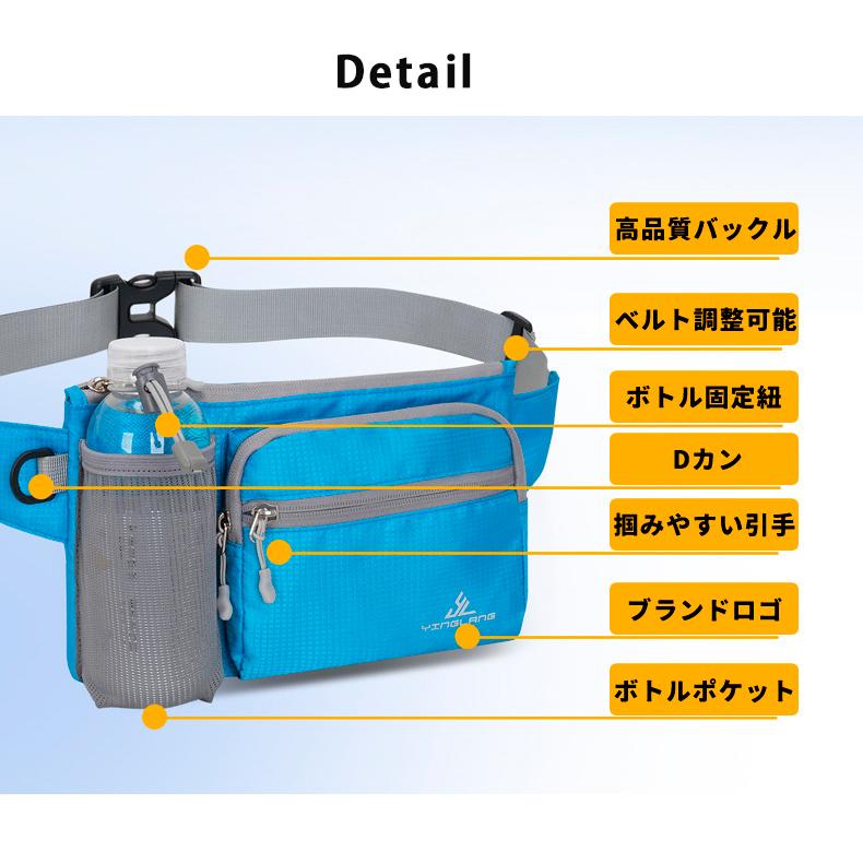 4zip ランニングポーチ マラソン リフレクター ウエストバック ジョギング  メンズ レディース 給水ボトル 軽量モデル フィットモデル ボトルポーチ ウエストポ |  | 03