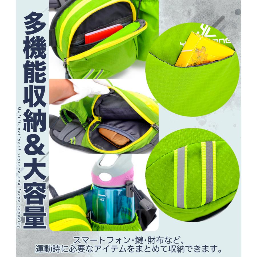 ランニングポーチ  揺れにくい 給水ポケット ウエストバック ジョギング  機能性　ボトルポーチ ランニングバッグ ウエストポーチ 防水 洗濯可 |  | 13