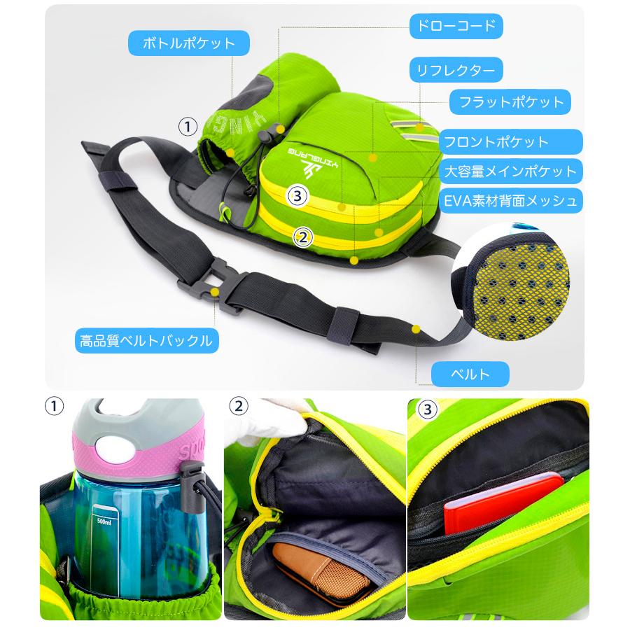 ランニングポーチ  揺れにくい 給水ポケット ウエストバック ジョギング  機能性　ボトルポーチ ランニングバッグ ウエストポーチ 防水 洗濯可 |  | 03