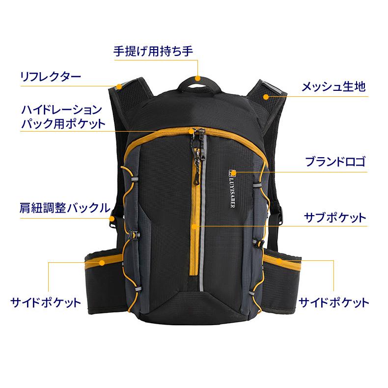 ランニングバックパック　8L　スポーツ　アウトドア サイクリング　トレッキング　リュック　メンズ　レディース　軽量タイプ　リフレクター　防水　速乾　通気 |  | 02