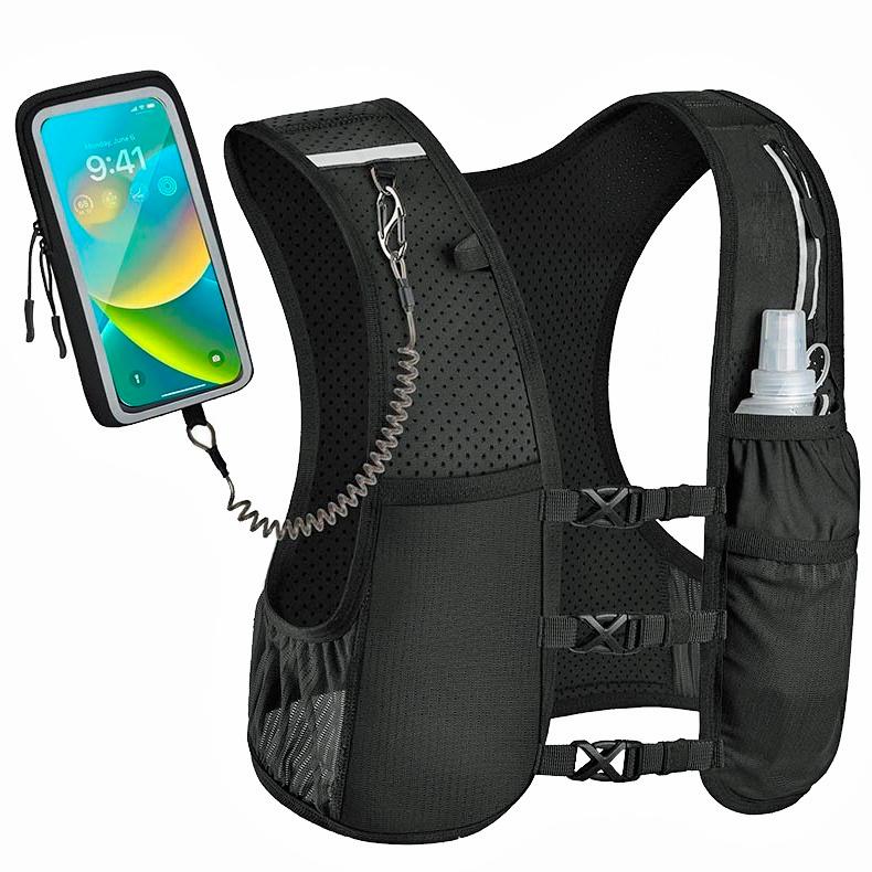 アウトドア ランニング ベスト 反射材 スマホ収納ポーチ付き バックパック リフレクター 夜間 メンズ 軽量タイプ 速乾 通気性 防臭 |  | 10
