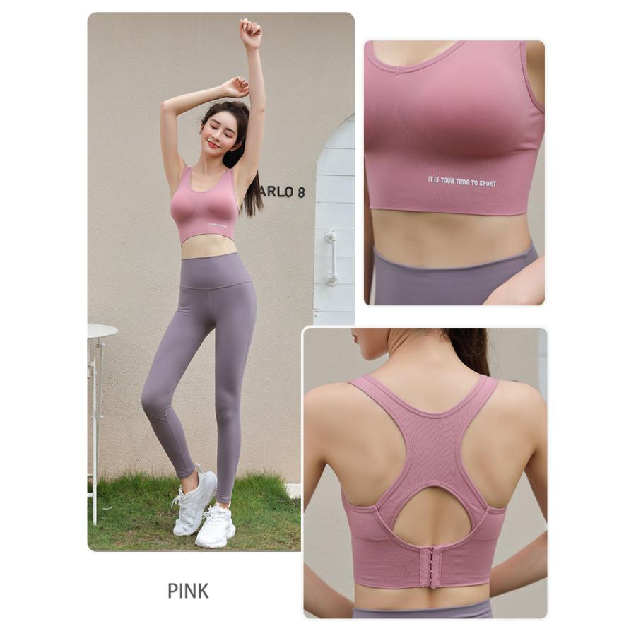 スポーツブラ 揺れない  後ろホックタイプ ランニング ヨガ フィットネスブラ 大きいサイズ レディース Vネック パッド 後ろホック付き ノンワイヤー ブラック |  | 16