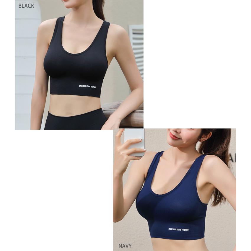 スポーツブラ 揺れない  後ろホックタイプ ランニング ヨガ フィットネスブラ 大きいサイズ レディース Vネック パッド 後ろホック付き ノンワイヤー ブラック |  | 18