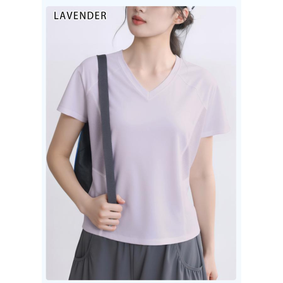 スポーツウェア クイックドライ Vネック半袖シャツ Tシャツ ランニングウェア レディース おしゃれ   高弾力　ヨガ　テニス　速乾性　吸水速乾シャツ |  | 16