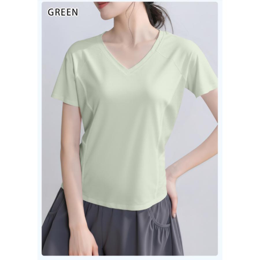 スポーツウェア クイックドライ Vネック半袖シャツ Tシャツ ランニングウェア レディース おしゃれ   高弾力　ヨガ　テニス　速乾性　吸水速乾シャツ |  | 18