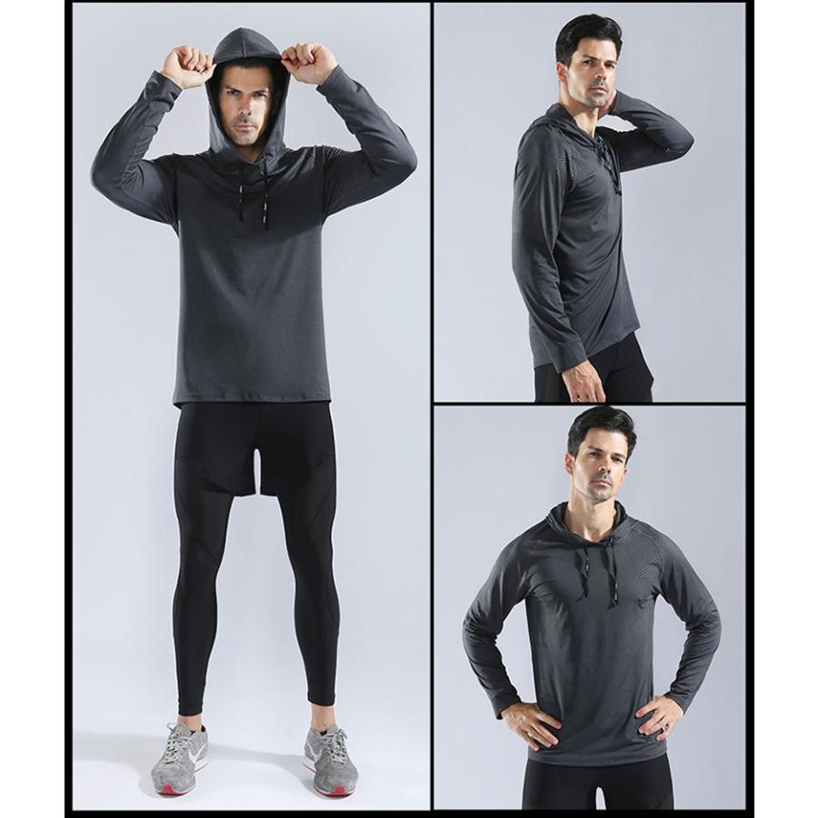 デザインパーカー　ランニング  メンズウエアー スポーツウェア　クイックドライ　長袖シャツ　tシャツ スポーツ ジム　メンズ |  | 10