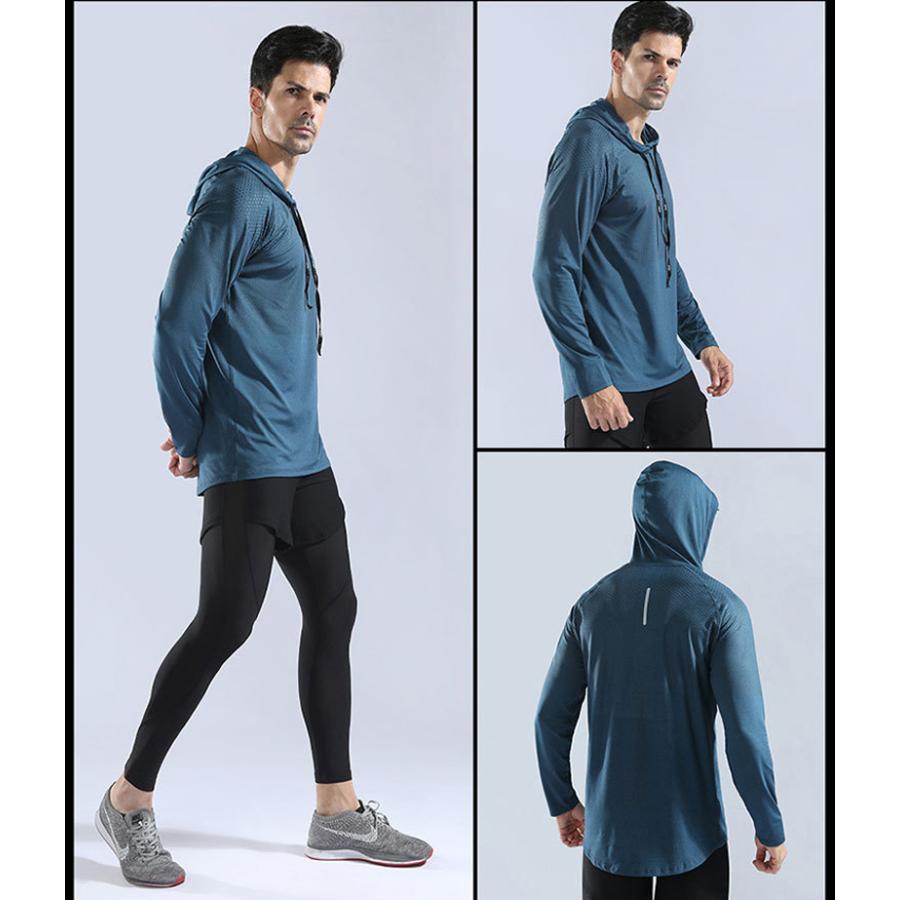 デザインパーカー　ランニング  メンズウエアー スポーツウェア　クイックドライ　長袖シャツ　tシャツ スポーツ ジム　メンズ |  | 14