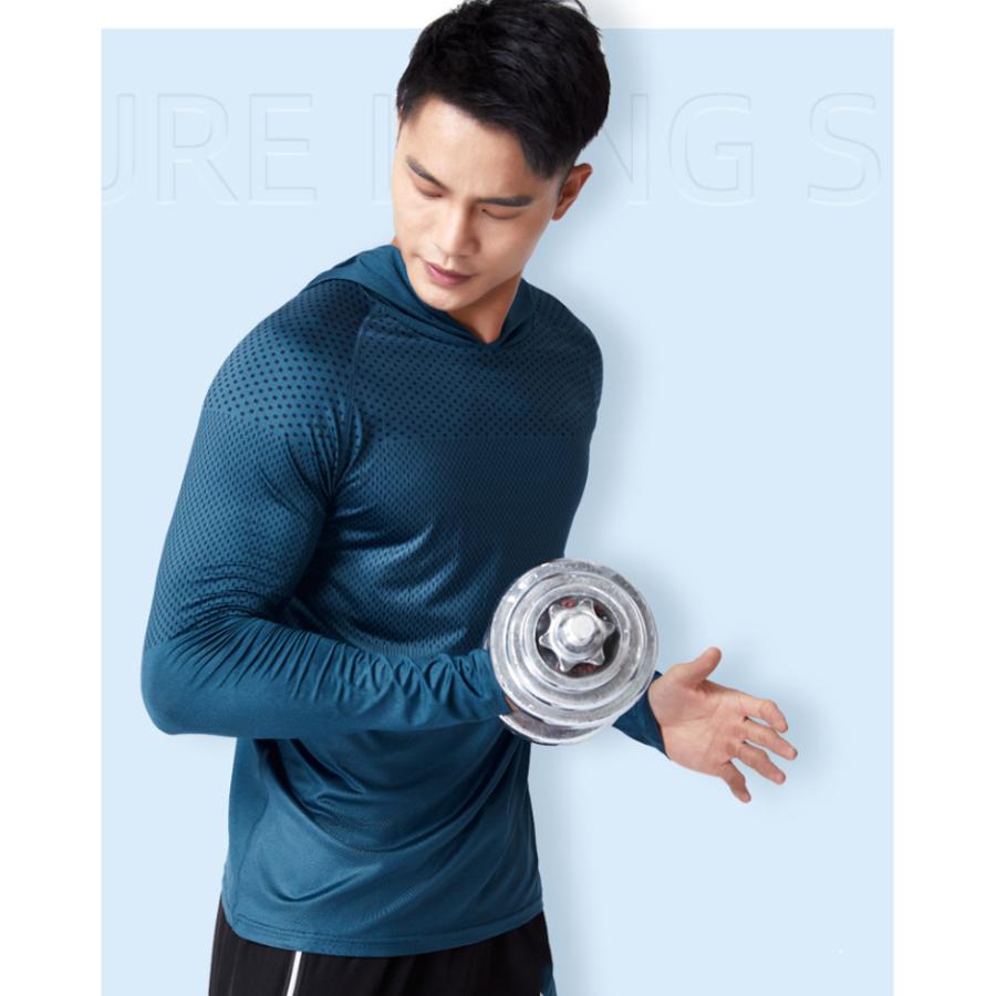 デザインパーカー　ランニング  メンズウエアー スポーツウェア　クイックドライ　長袖シャツ　tシャツ スポーツ ジム　メンズ |  | 03