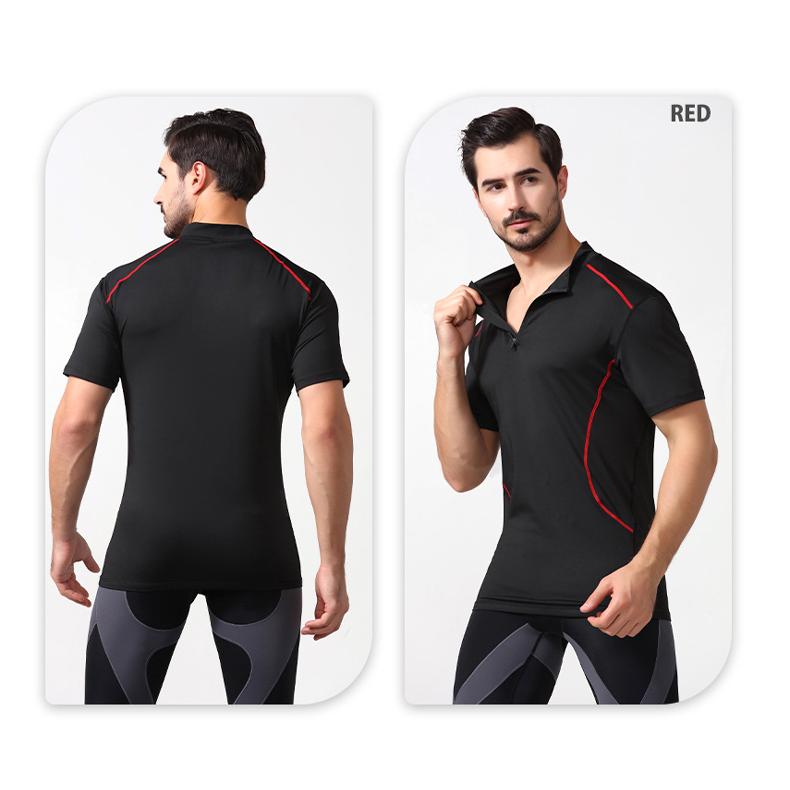 ジップデザイン半袖Tシャツ　プロスポーツ　スポーツウェア メンズ　 高弾力　スポーツジム　ランニング　マラソン　速乾性 スポーツウエア |  | 11