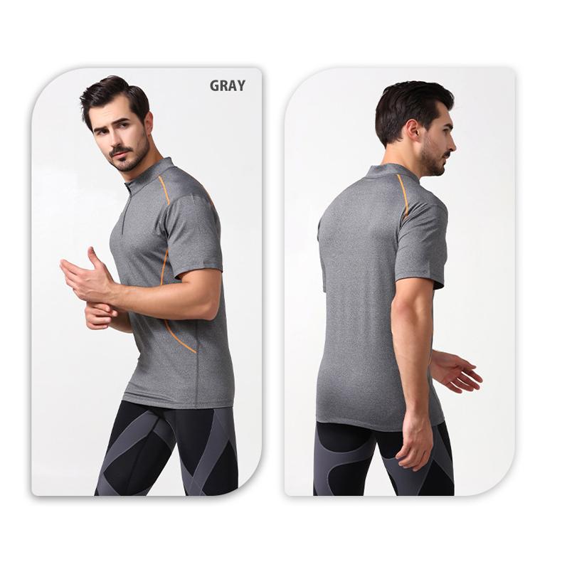 ジップデザイン半袖Tシャツ　プロスポーツ　スポーツウェア メンズ　 高弾力　スポーツジム　ランニング　マラソン　速乾性 スポーツウエア |  | 13