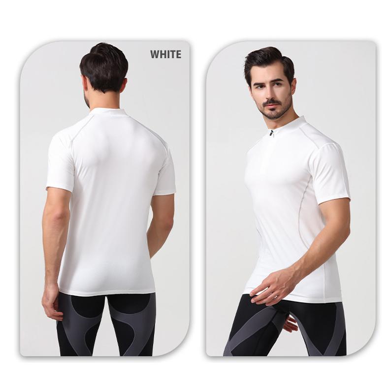 ジップデザイン半袖Tシャツ　プロスポーツ　スポーツウェア メンズ　 高弾力　スポーツジム　ランニング　マラソン　速乾性 スポーツウエア |  | 14