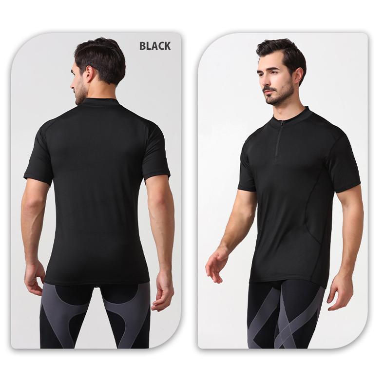 ジップデザイン半袖Tシャツ　プロスポーツ　スポーツウェア メンズ　 高弾力　スポーツジム　ランニング　マラソン　速乾性 スポーツウエア |  | 16