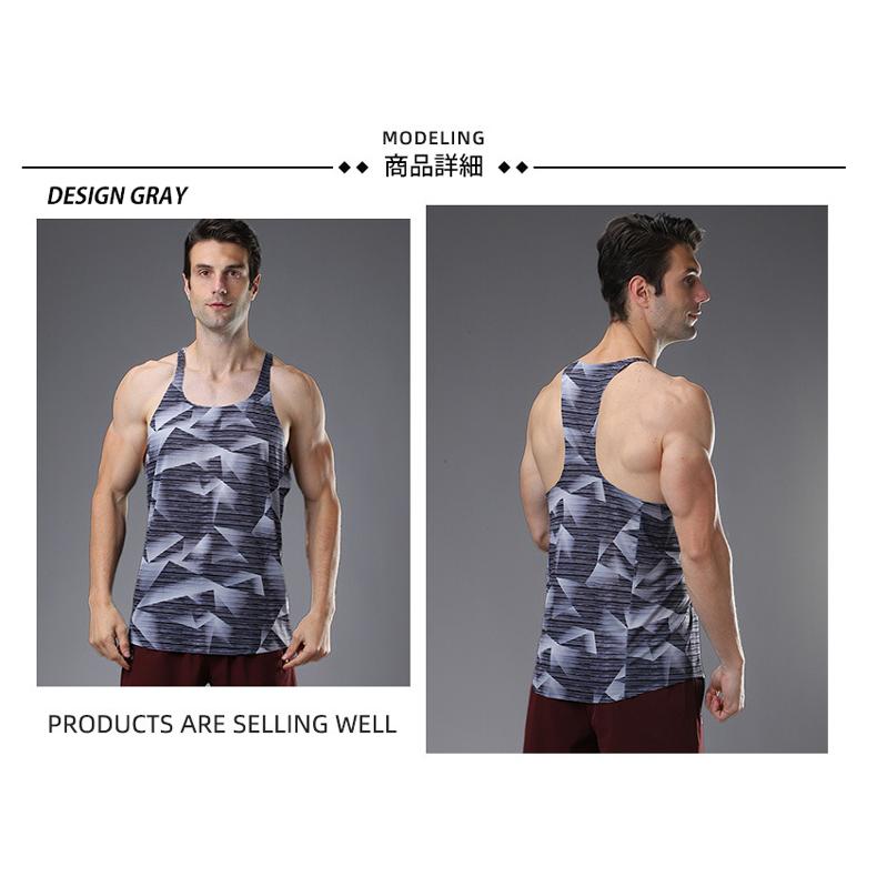 デザイン　タンクトップ　薄生地スポーツ　ノースリーブ　メンズ　ランニング　ヨガ　フィットネス　 半袖　速乾性　吸汗素材 マラソン　ウォーキング　陸上 |  | 12