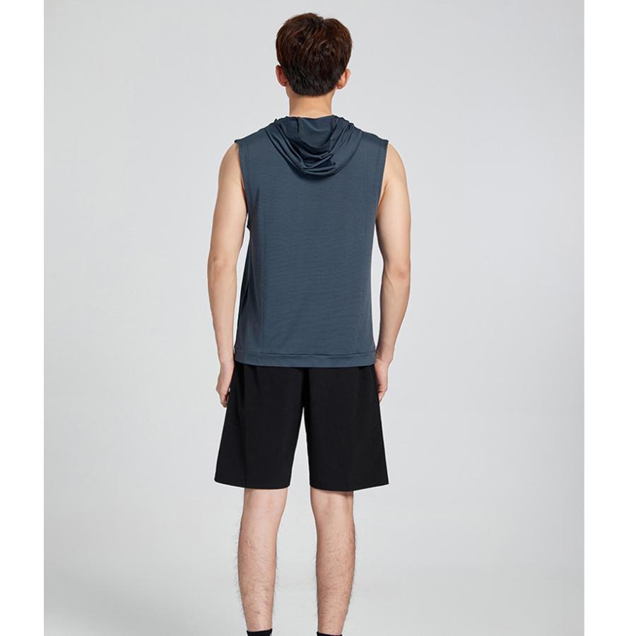 タンクトップ　フード付き　ランシャツ　スポーツ　ノースリーブ　メンズ　ランニング　ヨガ　フィットネス　 半袖　速乾性　吸汗素材 |  | 09