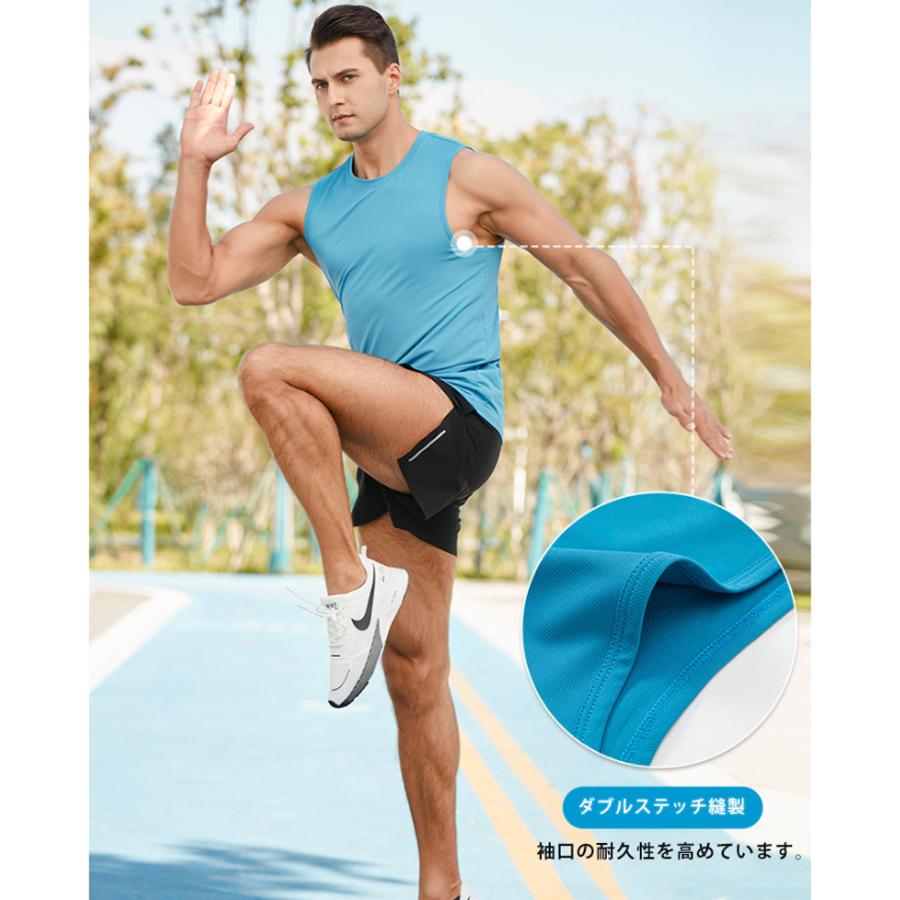 タンクトップ　23107 スポーツ　ノースリーブ　メンズ　ランニング　ヨガ　フィットネス　 半袖　速乾性　吸汗素材 マラソン　ウォーキング　陸上 |  | 11